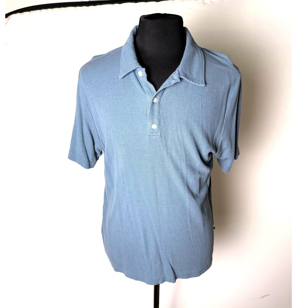NN07 No Nationality Mens Polo 3323 Blue Waffle Knit Cotton Modal Shirt